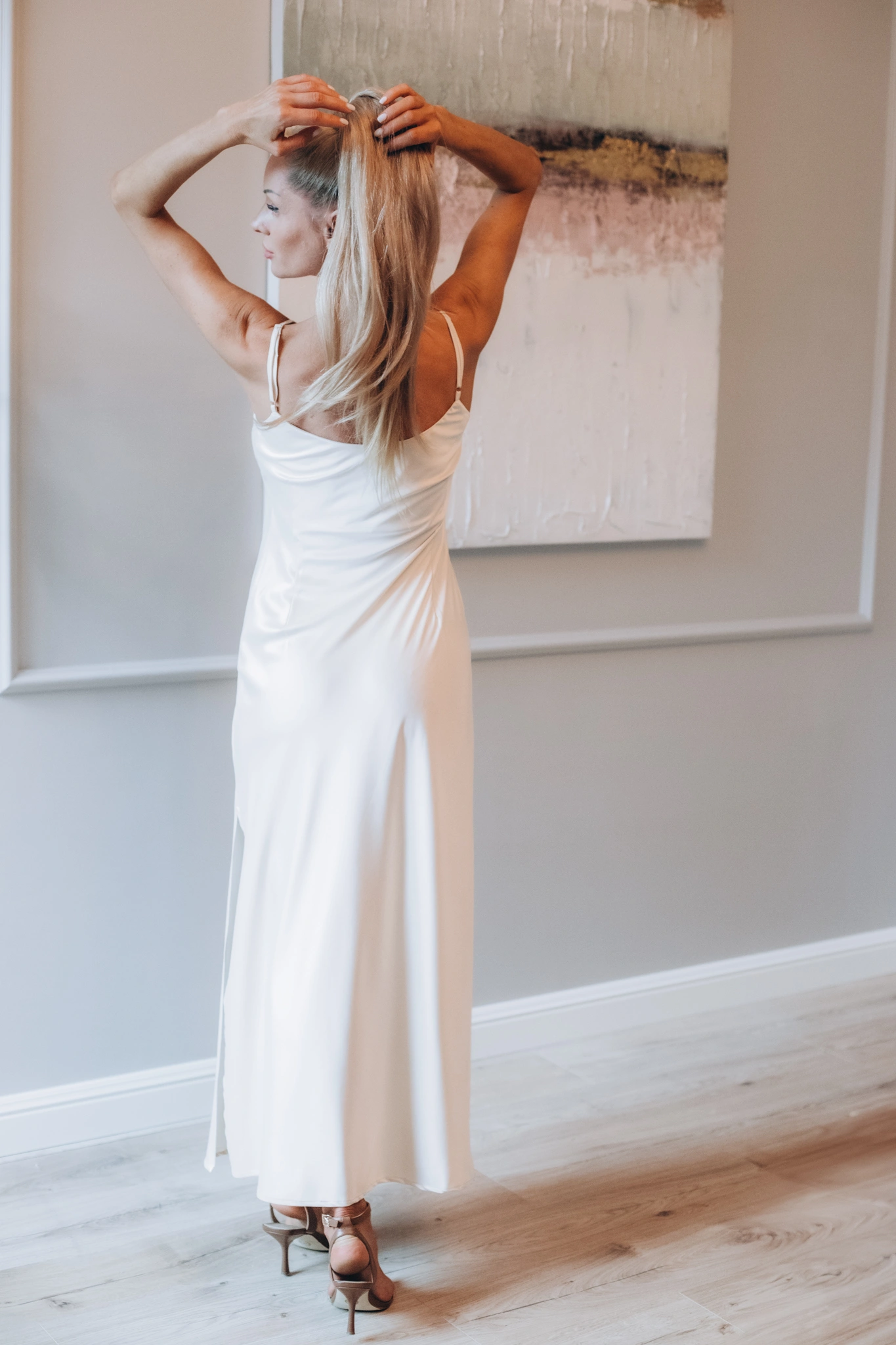 ROYAL CHAMPAGNE Satin Maxi Slip Dress_3